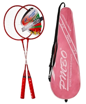 Zestaw do badmintona Mega Creative 2 rakiety + lotka + pokrowiec Różowy/czarny (5908275169765)