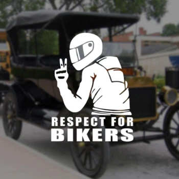 Наклейка на Авто / Мото / Витрину на Стекло Кузов "Байкер Respect For Bikers" белый цвет