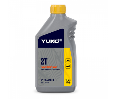 Олія YUKO MOTORMIX 2T для двотактних бензинових двигунів (генератори 2Т, мотокоси, бензопили), каністра 1л, PEТ