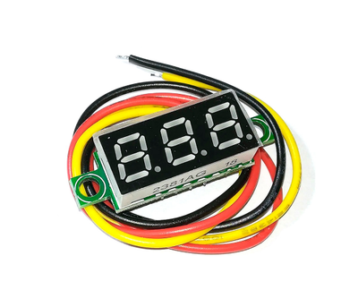 Цифровий вольтметр, діапазон вимірювань 0 -100V, 0.28, три дроти, Green