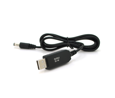 Кабель для роутера 5.5 - 2.5mm(M)- USB2.0 (Out:9V), 1м, Black, OEM
