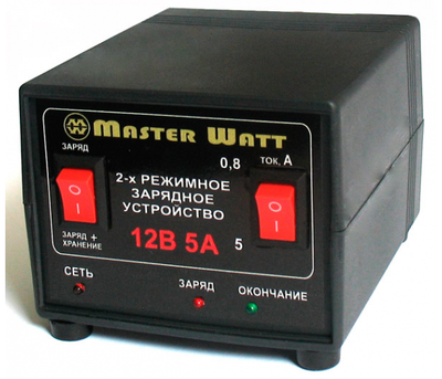 Автоматичне ЗУ для акумулятора MW-AZU12-5A 12V (4.5-100Ah) (MF,WET,AGM,GEL), 180-245V, Ток заряда режим-0,8А - 5А, крокодили в к