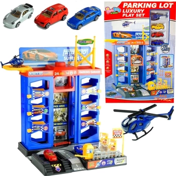 Zestaw Inni Parking Garaż poziomowy 3 Autka + helikopter (1818912264484)