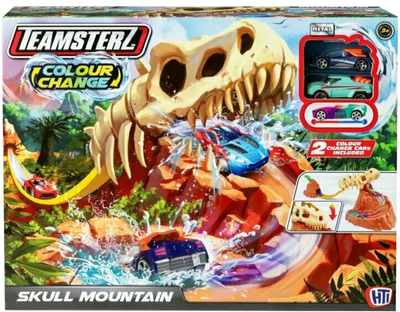 Tor samochodowy HTI Szkielet dinozaura Colour Change Skull Mountain + 2 autka wyścigowe (5050841743111)