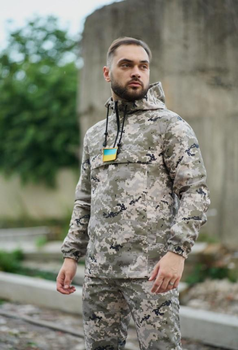 Чоловіча куртка анорак демісезонна з шевроном прапор України Terra Intruder 0164 M Піксель (IN - 0164/02 B )