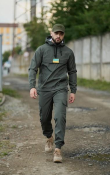 Мужской костюм демисезонный куртка анорак и штаны с шевроном флаг Украины Terra Intruder 0165 2XL Хаки (IN - 0165/01E )