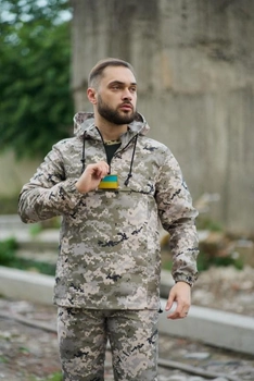 Мужская куртка анорак демисезонная с шевроном флаг Украины Terra Intruder 0164 S Пиксель (IN - 0164/02 A )