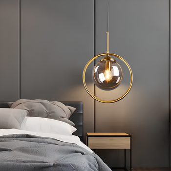 Подвесной минималистичный светильник Loft с шарообразным дымчатым плафоном под лампу Е27 Svet SN-156-1 FGD