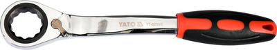 Ключ накидной, изогнутый с трещаткой YATO с прорезиненной эргономичной ручкой М27, HRC 42-48 (YT-02386)