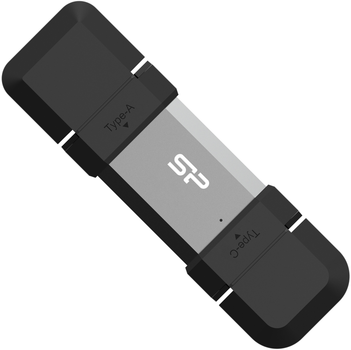 Флеш память USB Silicon Power Mobile C51 128GB USB 3.2 + Type-C Black/Silver (SP128GBUC3C51V1S)