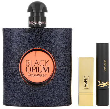 Набір для жінок Yves Saint Laurent Black Opium Парфумована вода 90 мл + Косметичка + Помада 1.3 г + Туш для вій 2 мл (3614273956796)