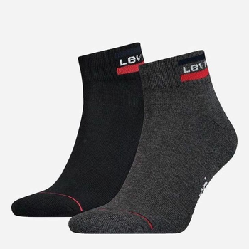 Набір чоловічих шкарпеток високих бавовняних 2 пари Levi's Mid Cut Logo 2P 9020110012080 43-46 Чорний/Сірий (8718824835068)
