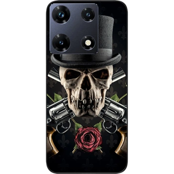 Силиконовый чехол SMTT для Infinix Note 30 Pro 4G (X678B) с картинкой Череп в шляпе
