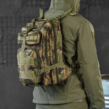Рюкзак 25 л "Military" з регульованими плечовими ременями та кріпленням Molle зелений піксель розмір 25х15х42 см
