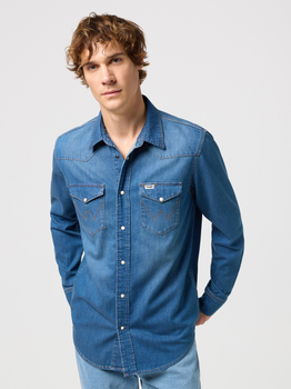Koszula męska jeansowa Wrangler 112350464 M Niebieska (5401019841151)