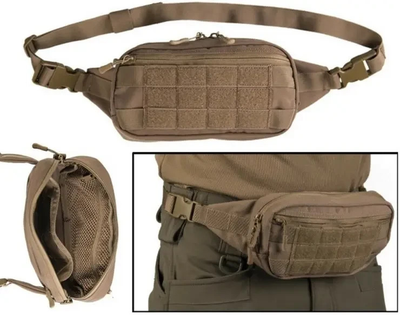 Тактическая сумка-бананка Mil-tec Fanny Pack Molle ВСУ (ЗСУ) 13512519 6653 23,5х6х12 см койот