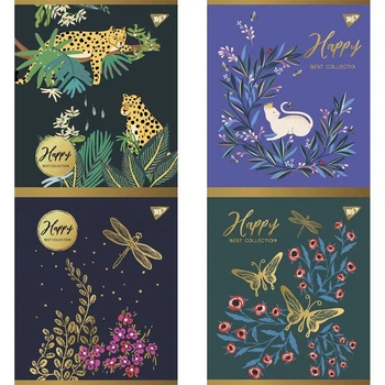 Зошит у клітинку 48 л YES Happy мікс обкладинок мат. ВДЛ+ УФ-виб+Pantone Gold (766873)