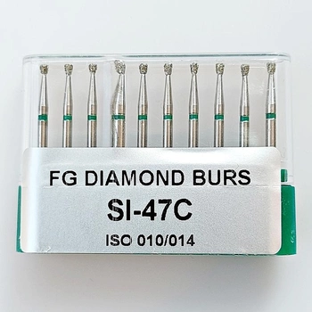 Бор алмазный FG стоматологический турбинный наконечник упаковка 10 шт UMG 1,4/1,6 мм ОБРАТНЫЙ КОНУС 806.314.010.534.014 (SI-47C)