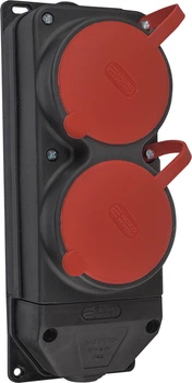 Колодка каучукова 3Р+РЕ з захисними кришками двомісна (2×25А) IP44 (A0250010012)