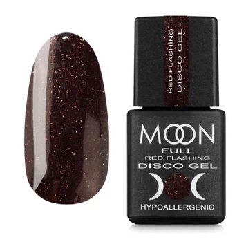 Гель-лак світловідбивний Disco Gel Moon Full Red Flashing 10 коричнево-бордовий із шиммером, 8 мл