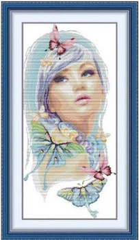 Набор для вышивания по нанесённой на канву схеме "Dream Butterflies". AIDA 14CT printed 31*57 см