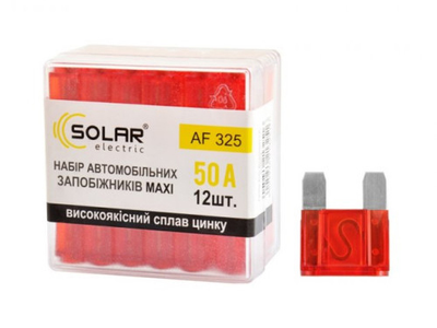 Флажковые предохранители MAXI 50А Solar AF-325 12шт