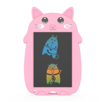 Детский графический цветной планшет доска для рисования котик BabyShark LCD 9 дюймов розовый