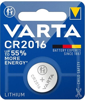 Батарейка литиевая Varta Lithium CR2016, 3V, блистер 1шт