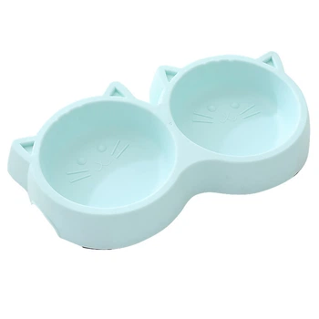 Миска для кошек Taotaopets Cat 123307 двойная пластиковая Голубой (12176-72230)