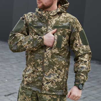 Щільна чоловіча Куртка з капюшоном Combat SoftShell на флісі піксель розмір 52