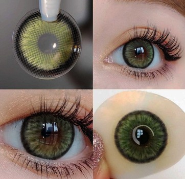 Цветные контактные линзы зеленые с черным ободком Diamond Green