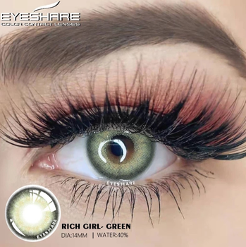 Цветные контактные линзы зеленые с черным ободком Rich Girl Green Eyeshare