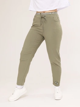 Брюки женские хаки МОМ тонкие на кулиске 1303-3 W36L30
