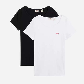 Zestaw koszulek damskich bawełnianych Levi's 2 Pack Crewneck Tee 74856-0000 S (2 szt) Biały/Czarny (5400816175483)