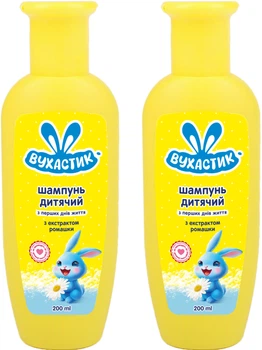 Упаковка шампуня детского Вухастик с экстрактом ромашки 200 мл х 2 шт (4820268100863/2000999989636)
