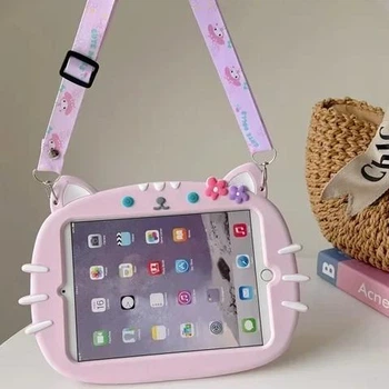 Чехол детский Silikon Power с подставкой и ремешком Кот Apple iPad 10 (A16) 2025, Pink