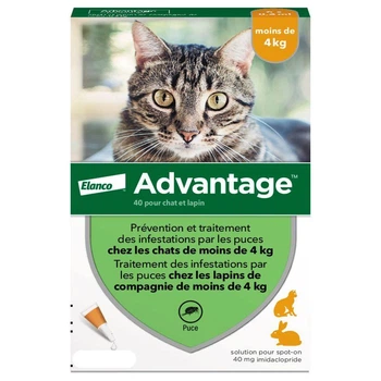 Краплі від бліх Elanco Advantage 40 для котів та кошенят до 4 кг, 1 піпетка 0,4 мл