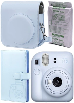 Набор Fujifilm INSTAX Mini 12 Pastel Blue Фотокамера моментальной печати / Картридж 10 фото / Чехол / Альбом 96 фото Голубой + Подарочная упаковка
