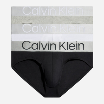 Zestaw majtek slipów męskich bawełnianych Calvin Klein Underwear 000NB3129A-MPI XL 3 szt. Czarny/Biały/Szary (8719855393978)