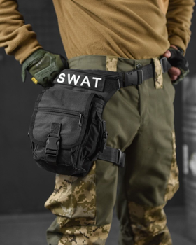Тактична сумка поясна на ногу swat black