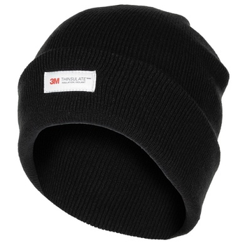 В'язана шапка утеплена з відворотом MFH 3M Thinsulate Чорна