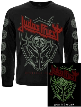 Футболка з довгим рукавом Judas Priest "Invincible Shield" (світиться в темряві) Чорний, Розмір L