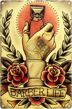 Металева табличка "Барбершоп (Життя Перукаря)" (ms-104546)