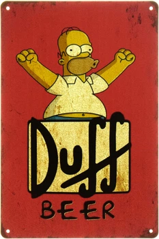 Металева табличка "Гомер Сімпсон та Duff Beer (Сімпсони)" (ms-104381)