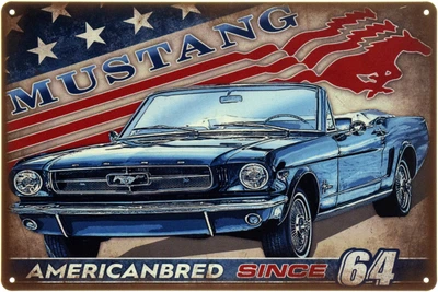 Металлическая табличка "Ford Mustang American Bred Since 64" (ms-104569)