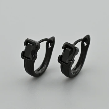 Серьги Nero 43074 размер 14х5 мм черные фианиты вес 2.3 г позолота Black gun