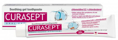 Заспокійлива зубна паста CURASEPT ADS 0.2 % Chlorobutanol 75 мл (8056746070236)