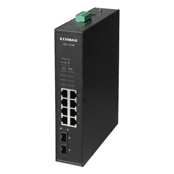 Промышленный коммутатор на DIN-рейку с PoE+ и SFP Edimax (IGS-1210P)