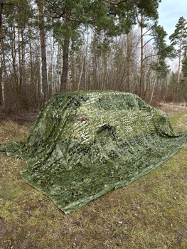 Маскировочная сетка 3х6м для автомобиля, пикапа, внедорожника и техники "Листья зелёные №2"