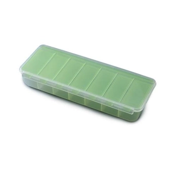 Органайзер для таблеток на 7 отделений MVM 15.8x6.2x2.7 см Прозрачный/Зеленый